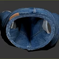 Blue Denim Jeans Classic Style With White Cuffs And Belt Loops