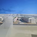 Modern School Buildings Featuring White Exteriors Green Roofs Neat Layout and Blue Sky