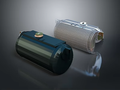 Two Design Types Of Household Appliance Components With Transparent Grid And Black Cylindrical Bodies 3d model