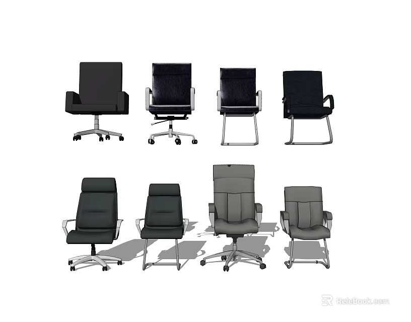 Modern Office Chairs With Various Styles And Ergonomic Design For Workspace 3d model