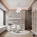 Modern Children's Room Bed Bed Mother Bed Chandelier Bedroom Wardrobe Simple 3d model