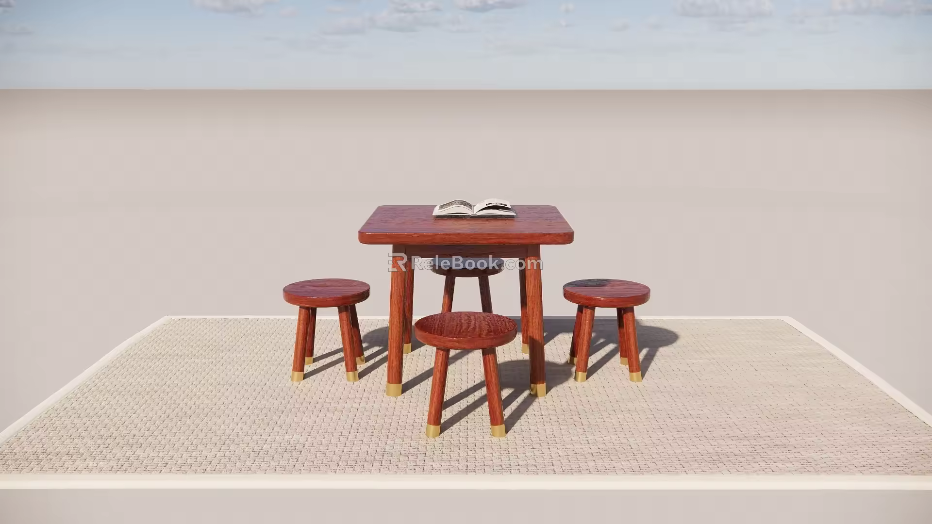 Square table stool 3d model