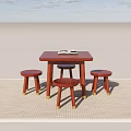 Square table stool 3d model