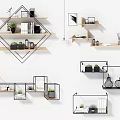 Modern Interior Wall Cabinets With Decorative Plants Books And Open Shelves