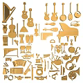 Unique Golden Musical Instrument Shaped Wall Decor for Artistic Room Decoration
