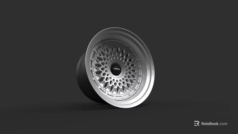 Car Wheel Rim with Modern Silver Alloy Spoke Design and Black Center Accent 3d model 