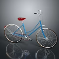 Vintage Blue Bicycle With Red Seat And White Wall Tires Design