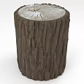Natural Tree Stump Stool With Rough Bark Texture And Smooth Top Surface 3d model