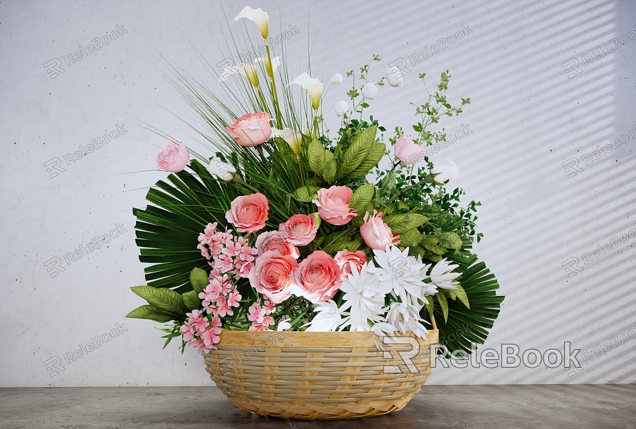 Quiet Flower Basket Ornaments Flower-arranging Floriculture Combination Ornaments Bamboo Flower Basket model