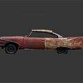 Rusty Red Vintage Car With Weathered Body Damaged Exterior And Abandoned Look