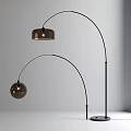 Modern Arched Floor Lamps With Dark Shades And Black Arms In Minimalist Setting