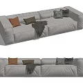Light Gray Sectional Sofa With Brown Dark Gray Checkered Pillows And Throw Blanket 3d model