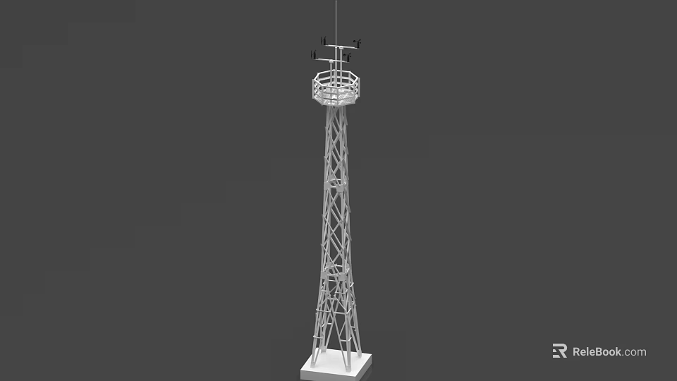 Industrial Equipment Steel Structure Tower With Top Mounted Antennas And Stable Base 3d model 
