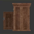 Antique Wooden Cabinet With Ornate Carved Details Drawer And Open Door