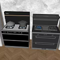 Modern Built In Kitchen Appliances With Black Silver Finish And Control Panel Design 3d model