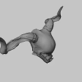 Detailed Mythical Skull With Large Curved Horns On Dark Background