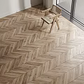 Herringbone Wooden Flooring in Various Tones for Interior Room with Chair