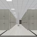 Row of Storage Cabinets Along Hallway with Smooth Floor and White Ceiling Lights