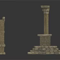Detailed Ancient Stone Architectural Elements With Arches Columns And Base 3d model