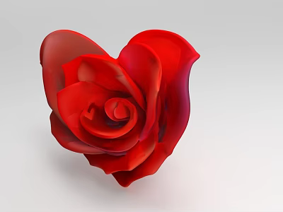 Red Heart Shaped Rose Flower in Stylish Vase for Living Room Decoration 3d model