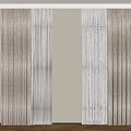 Brown And White Layered Curtains With Textured Design For Home Interior