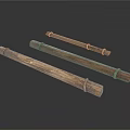 Three Natural Arbor Tree Logs With Wooden Texture Tied By Rope