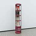 Red Vertical Multi tiered Display Shelf with CO Logo for Product Showcase 3d model