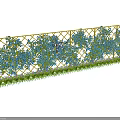 Decorative Living Plant Wall With Yellow Lattice Frame And Blue Foliage