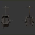 Two Ancient Style Wooden Block Chariots With Detailed Carriage And Wheels