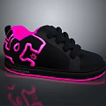 Stylish Black Casual Sneakers With Bright Pink Accents And Unique Design For Daily Wear