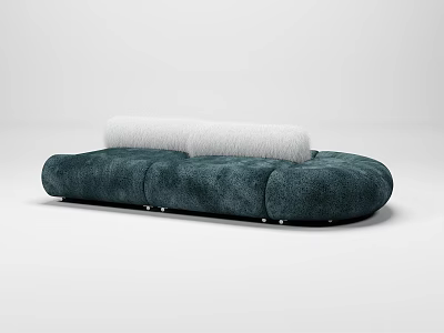 Irregular Shaped Teal Velvet Sofa With White Cushions Modern Interior 3d model