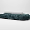 Irregular Shaped Teal Velvet Sofa With White Cushions Modern Interior 3d model