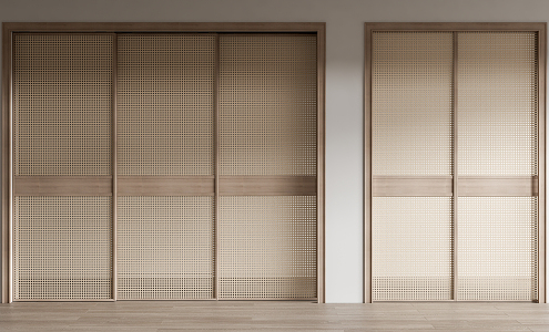 Japanese-style sliding door wooden sliding door 3d model