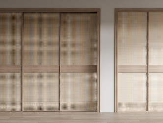 Japanese-style sliding door wooden sliding door 3d model