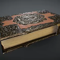 Ornate Vintage Book With Intricate Carvings Leather Cover And Gold Accents