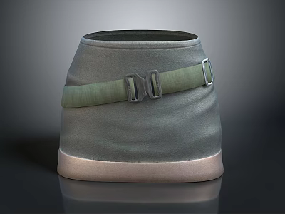 Gray Storage Container with Green Strap Metal Buckle and Beige Base for Home Daily Use 3d model