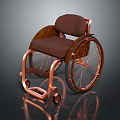 Modern Wheelchair Design With Copper Frame Brown Seat And Large Wheels