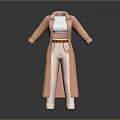 Pink Long Coat With White Inner Top Brown Belt And Pants Outfit