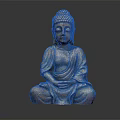 Serene Buddha Sculpture Carving In Sitting Posture With Robe Details And Textured Surface