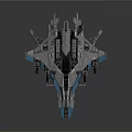 Futuristic Cosmic Spaceship Featuring Gray Blue Aerodynamic Design And Advanced