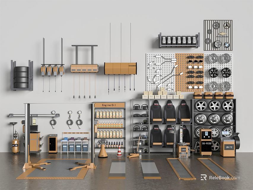 Hardware Tools Organized Display With Tool Racks And Various Hardware Items 3d model 