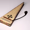 Traditional Wooden Dulcimer Musical Instrument With Metal Strings And Decorative Bow Design
