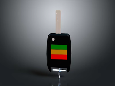Practical Hardware Key With Black Body Colorful Stripes And Silver Blade 3d model