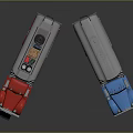Red And Blue Tank Trucks With Cargo On Red Vehicle And Shiny Exteriors