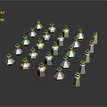 Medical Devices Colorful Small Bottles With Gold Caps Arranged On Gray Background