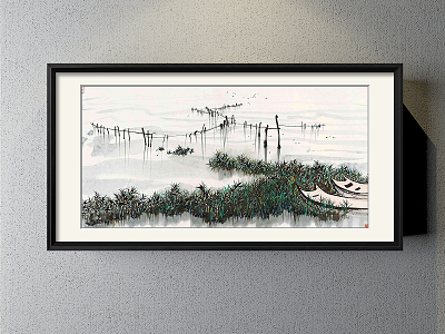 New Chinese Landscape Painting Black and White Living Room Landscape Decoration Painting model