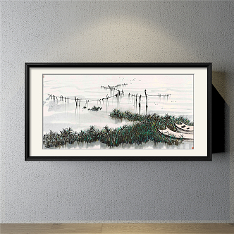 New Chinese Landscape Painting Black and White Living Room Landscape Decoration Painting 3d model