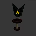 Stylish Black Bar Stool With Yellow Star Pattern On Backrest For Modern Home Bar Use