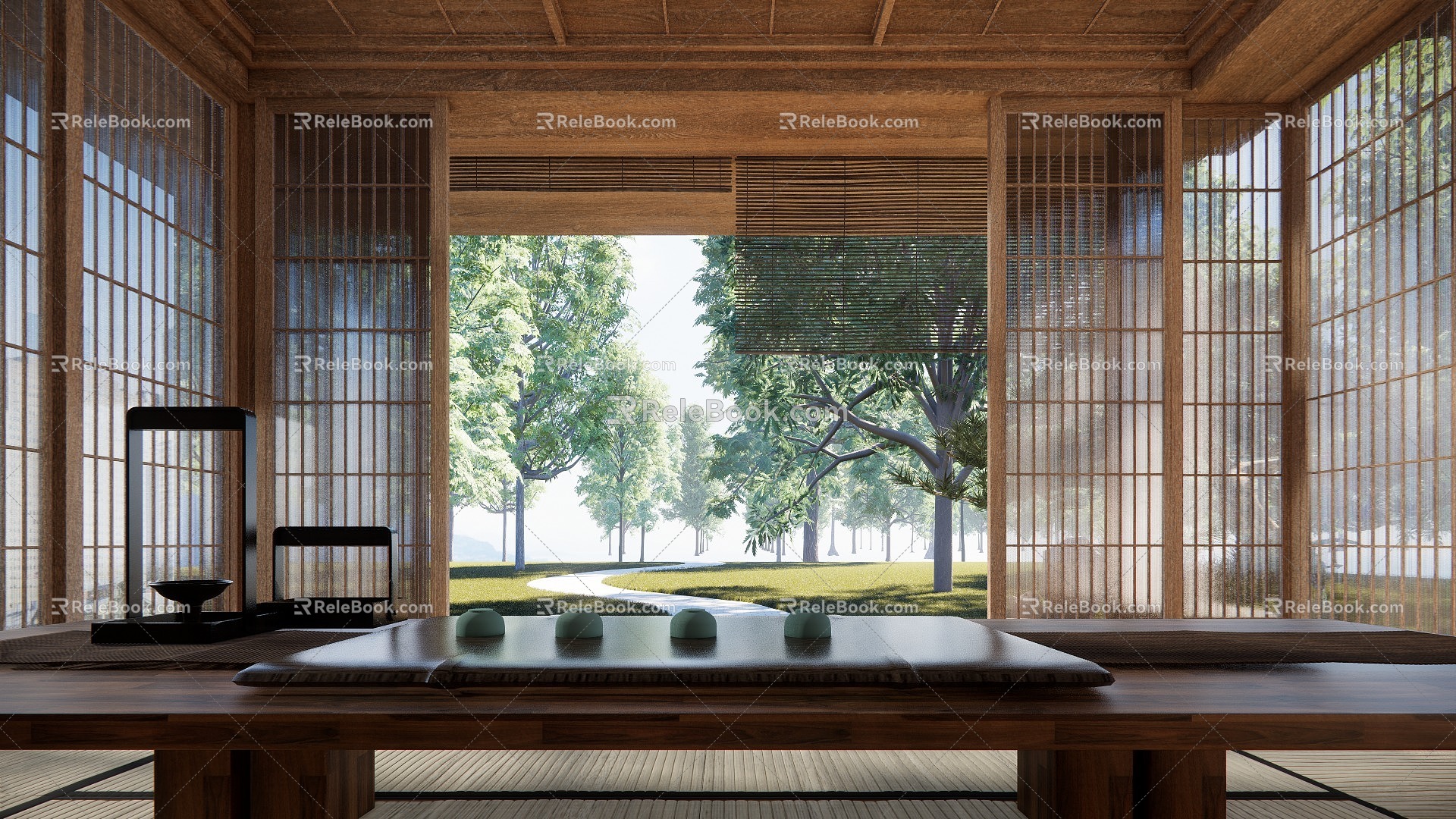 New Chinese Style Tea Room Tea Room Indoor 3d model