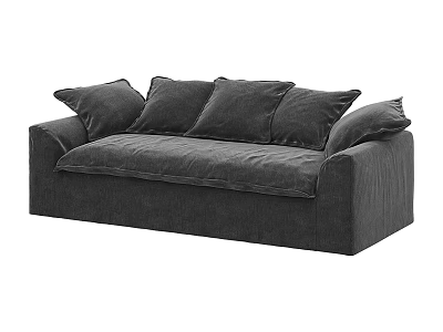 Dark Gray Sectional Sofa With Multiple Plush Cushions Modern Minimalist Design 3d model